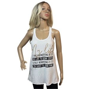 BELLA Canvas White, Black & Gold Drink Coffee or Wine Tank